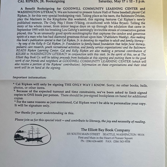 ⚾1997 Signed Cal Ripken Jr’s “The Only Way I Know”. I got to watch him sign it😊 - Picture 5 of 15